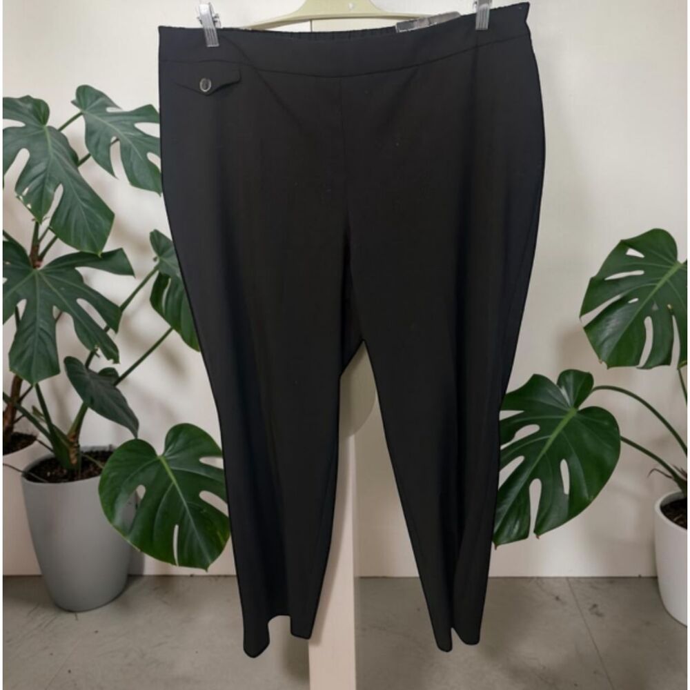 Women’s Black Pull-On Ankle Dress Pants – Plus Size Stretch Trousers
